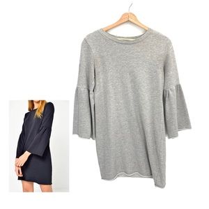 JDY Jacqueline de Yong Gray Bell Sleeve Sweatshirt Mini Dress Size XS Casual